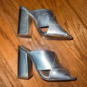 H&M silver platform mules 37/7